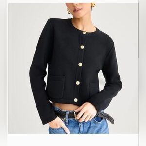 J.Crew Emilie Patch-pocket Sweater Lady Jacket Black. SIZE. SMALL